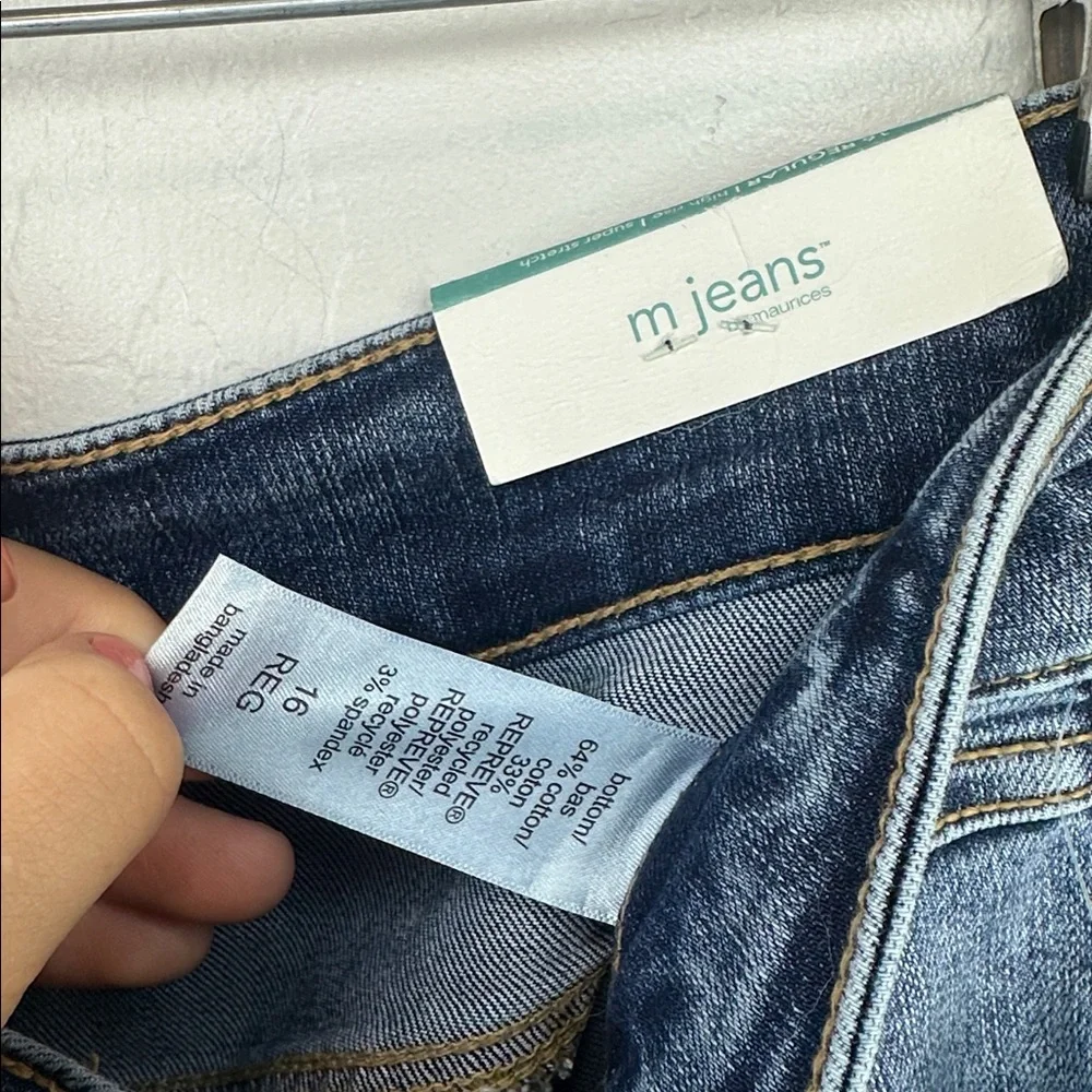 NWT Maurice’s Blue womens 16 high rise Jeans 27” ankle slim straight‎ stretch